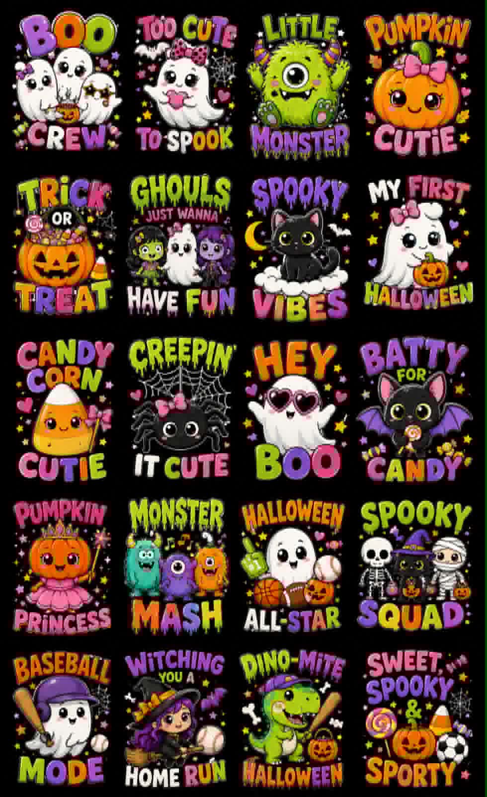 20 Cute Halloween DTF Heat Transfers – Kids Ready-to-Press Collection