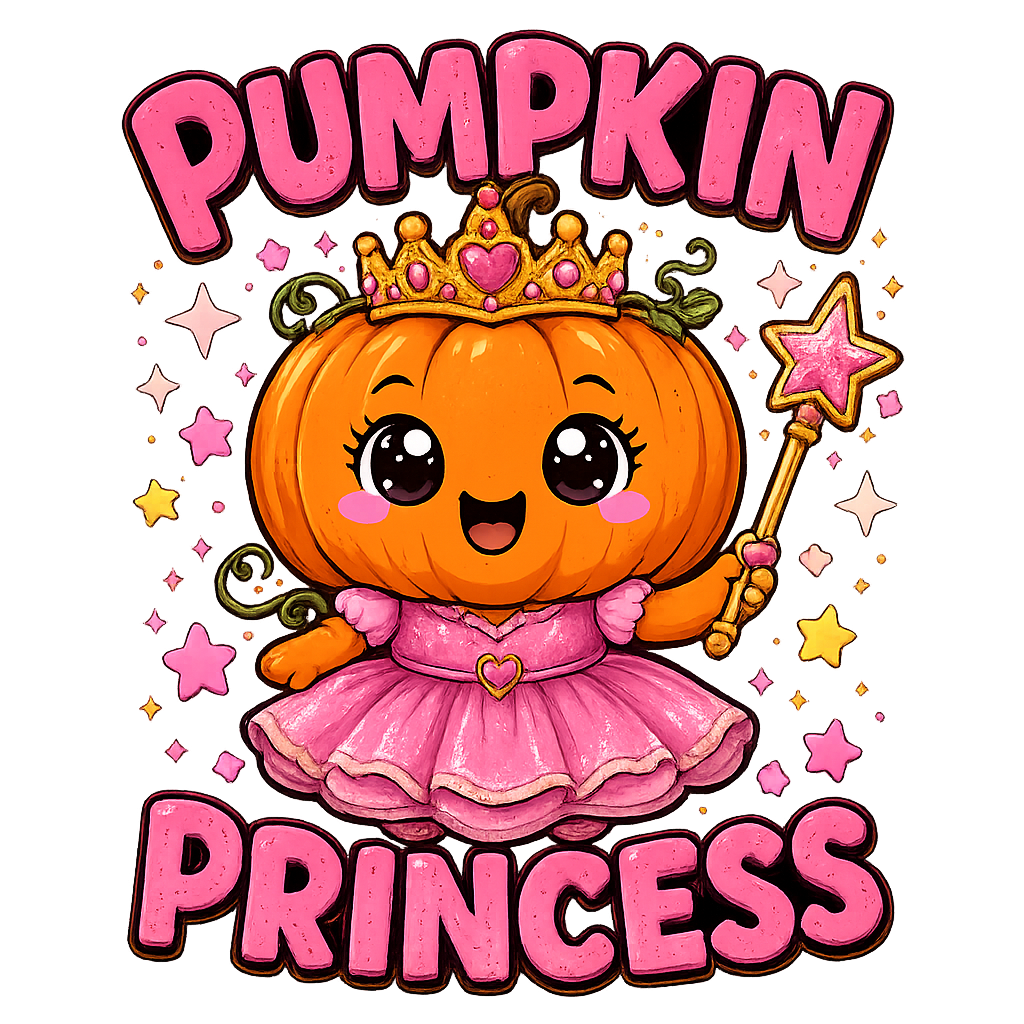 Pumpkin Princess – Kids Halloween DTF Transfer (6x7)
