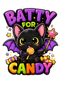 Batty For Candy – Kids Halloween DTF Transfer (6x7)