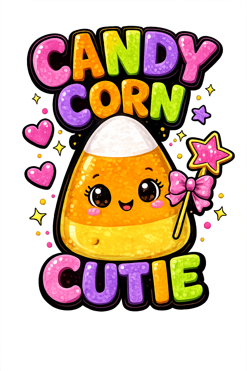 Candy Corn Cutie – Kids Halloween DTF Transfer (6x7)